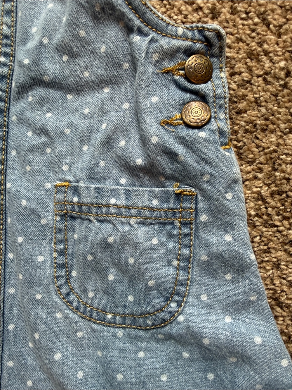 Max Studio Light Blue Polka Dot Denim Overall Dress - Picture 3 of 6
